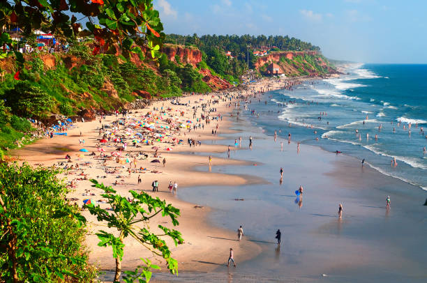 view of varkala beach from cliff. kerala. india